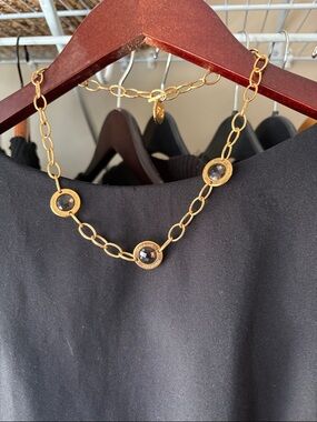 Rebecca Rose gold plated 8.43ctw Smoky Quartz Bold Coin Necklace.